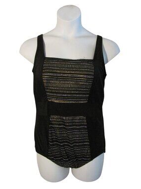 Miracle Brands Embrace Your Curves 1X Black Swimsuit Bathing Suit One Piece
